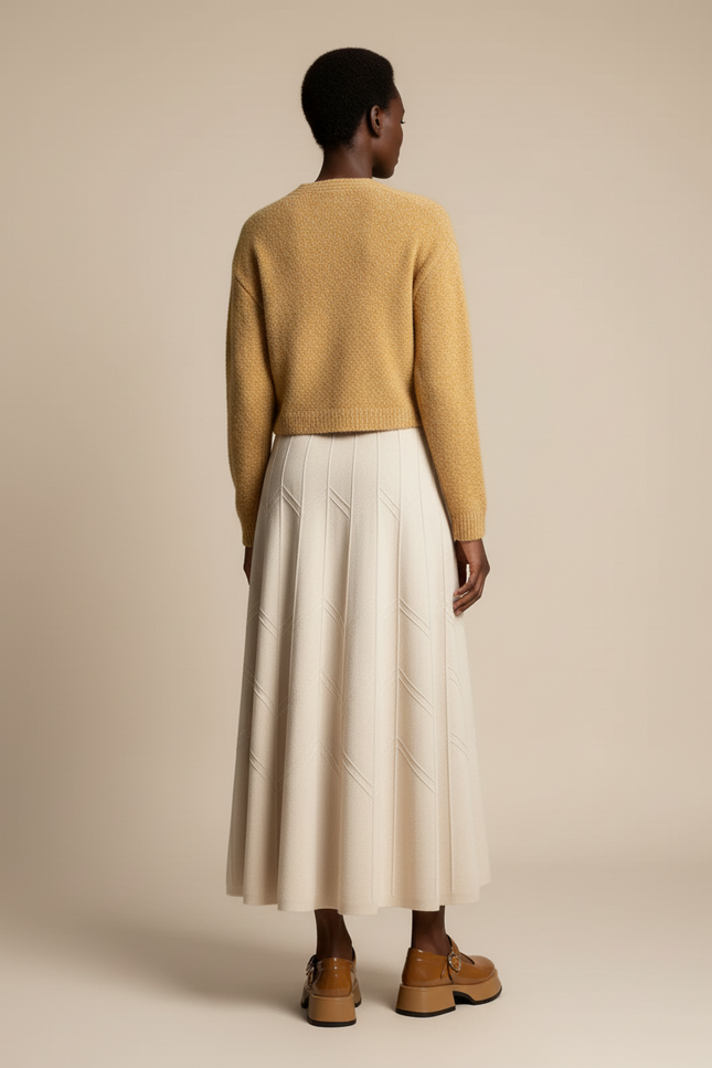 Jupe Longue Maille Crème Fluide