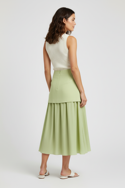 Jupe Longue Vert Plissée Élégante