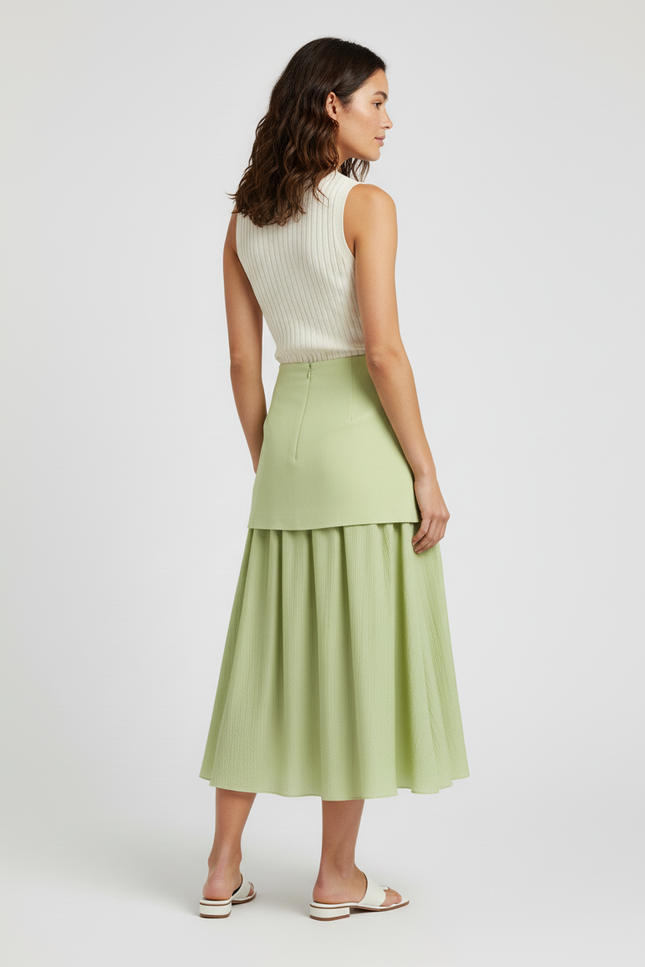 Jupe Longue Vert Plissée Élégante