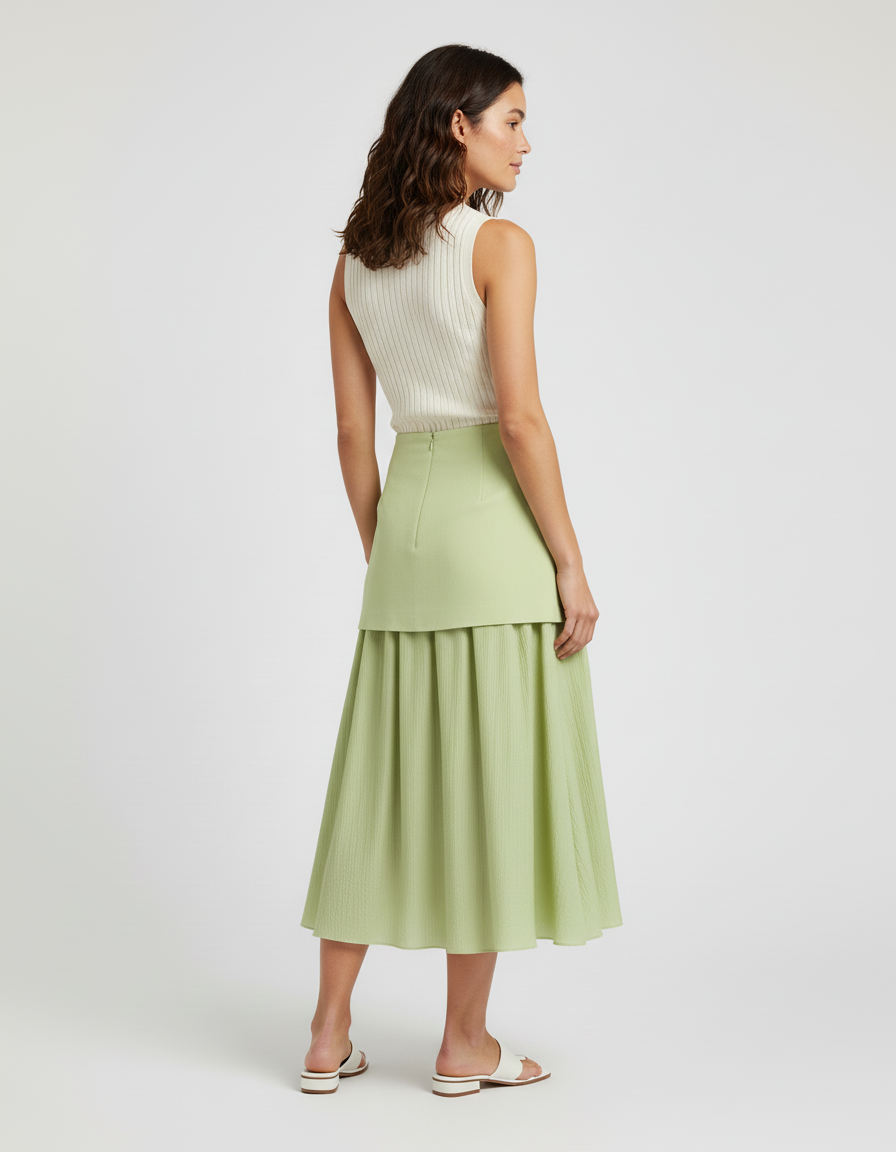 Jupe Longue Vert Plissée Élégante