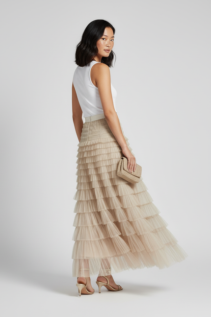 Jupe Longue Tulle Superposée Élégante