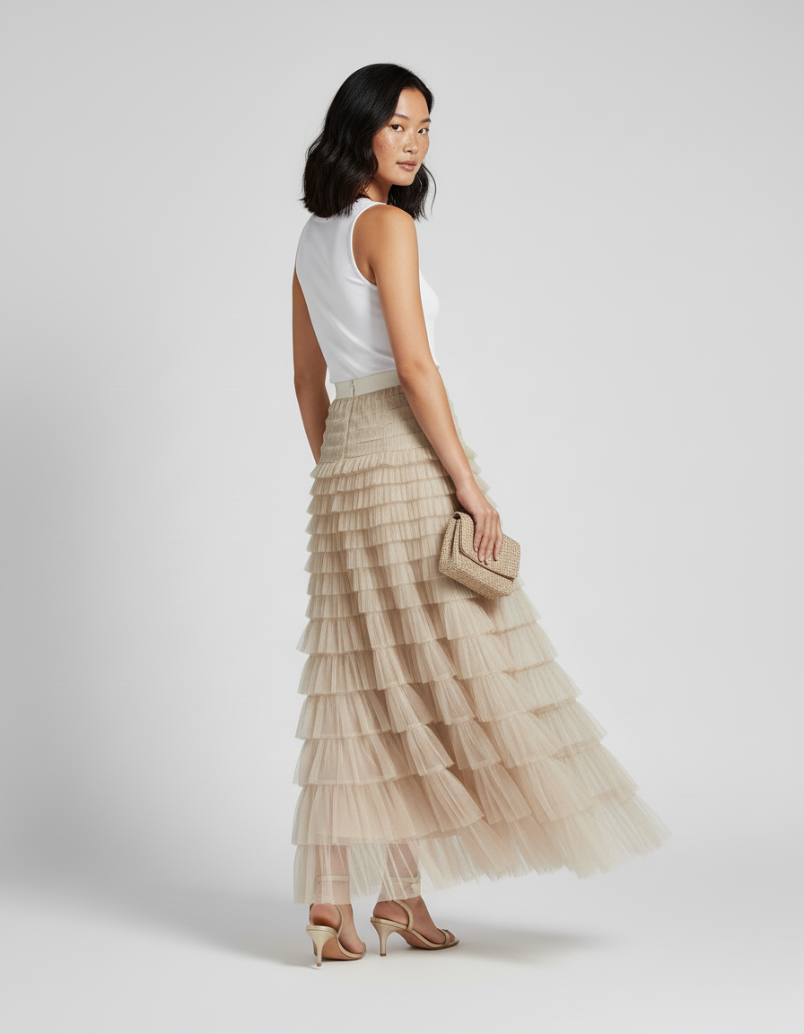 Jupe Longue Tulle Superposée Élégante