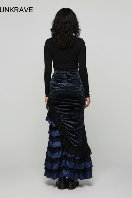 Jupe Longue Velours Asymétrique Élégante