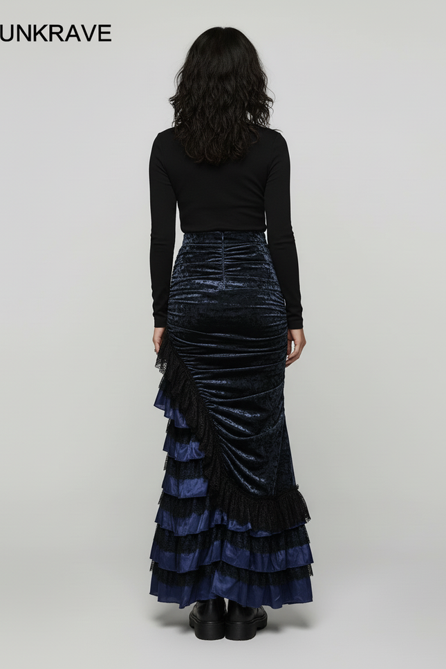 Jupe Longue Velours Asymétrique Élégante