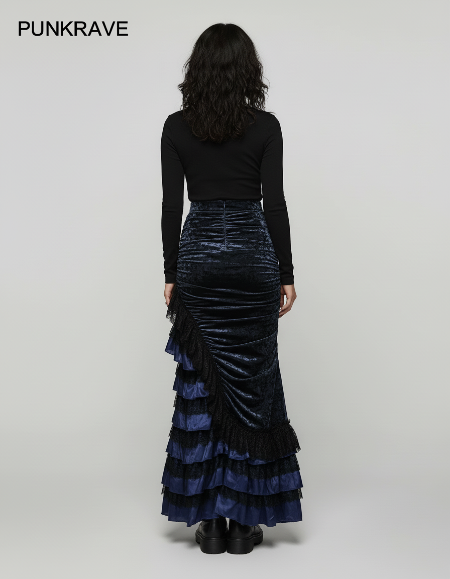 Jupe Longue Velours Asymétrique Élégante