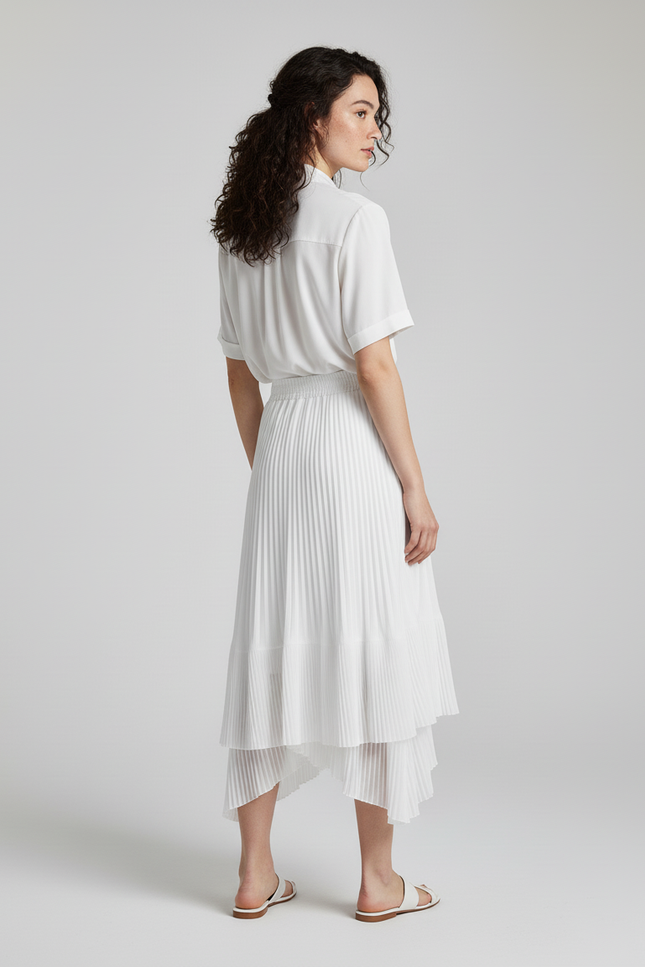 Jupe Longue Taille Haute Plissée