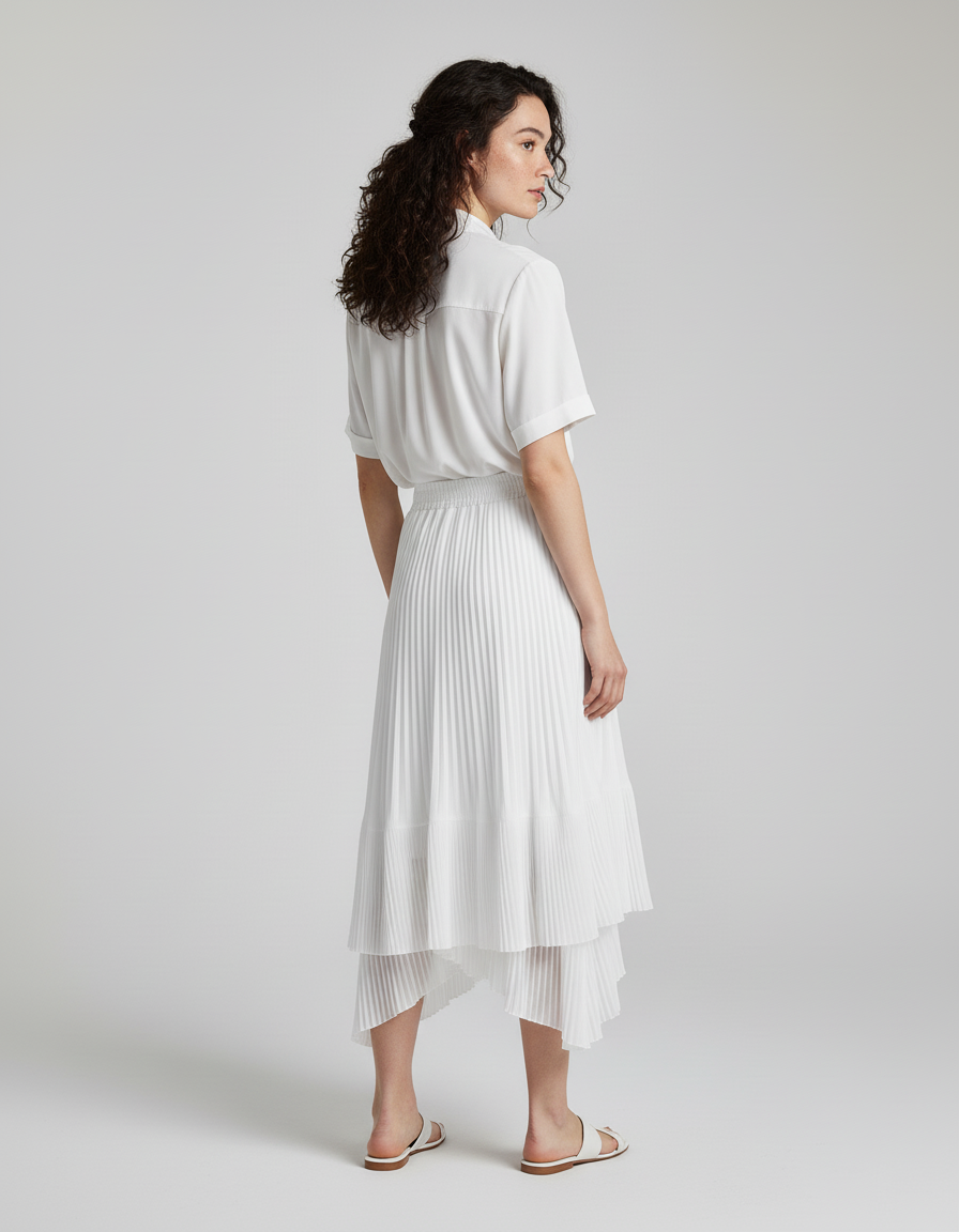 Jupe Longue Taille Haute Plissée