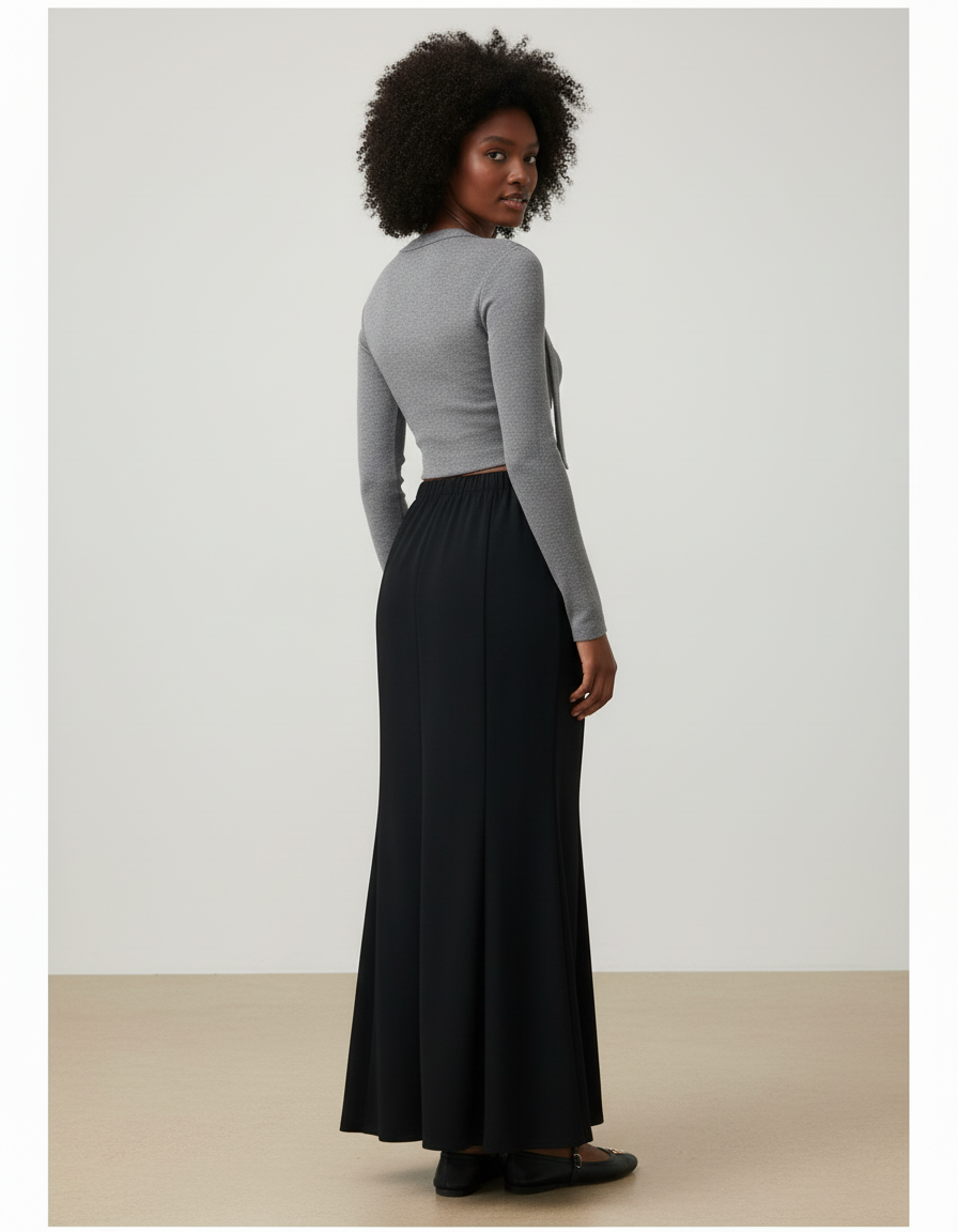 Jupe Longue Noire Sirène Élégante