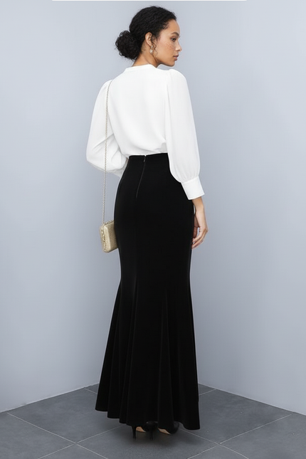 Jupe Longue Velours Sirène Élégante