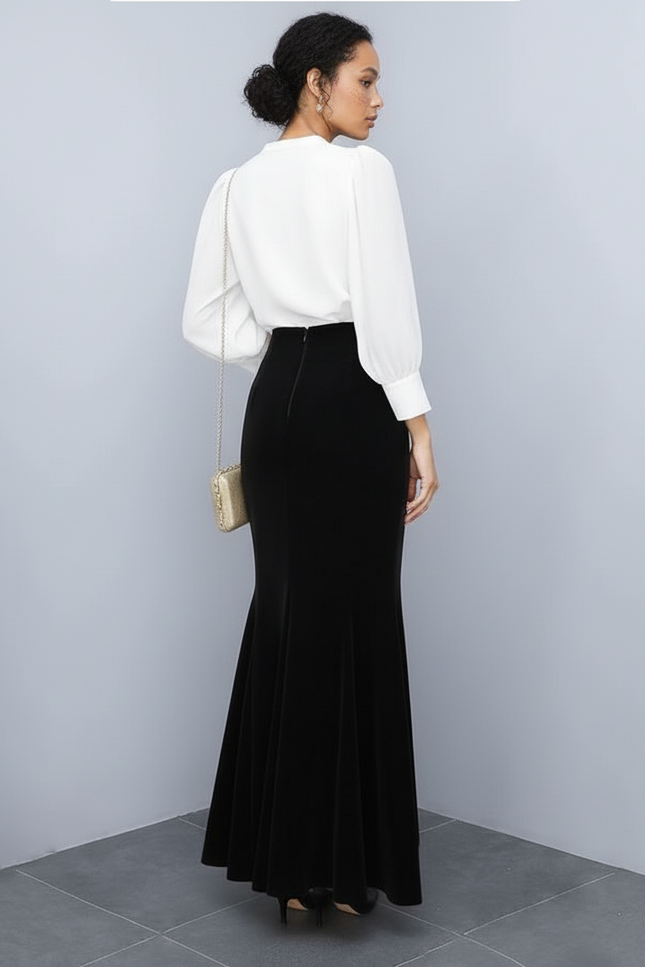 Jupe Longue Velours Sirène Élégante