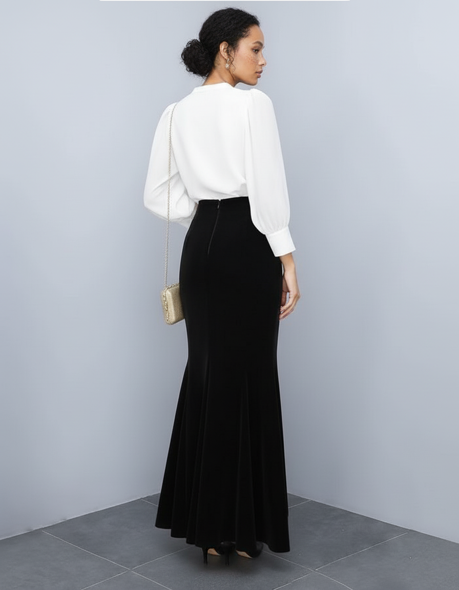 Jupe Longue Velours Sirène Élégante