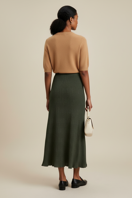 Jupe Longue Côtelée Évasée Chic