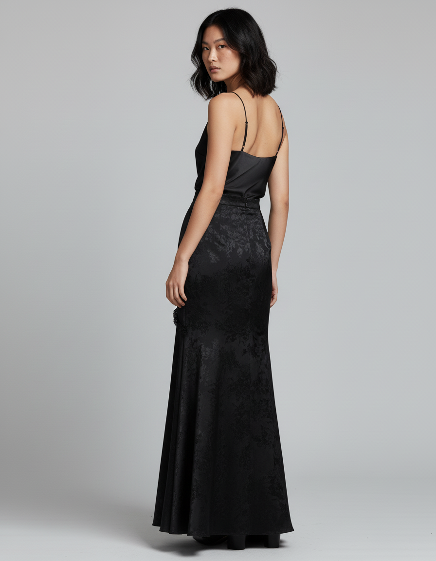 Jupe Longue Velours Jacquard Élégante