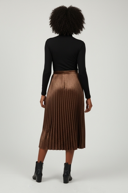 Jupe Longue Velours Plissée Chic