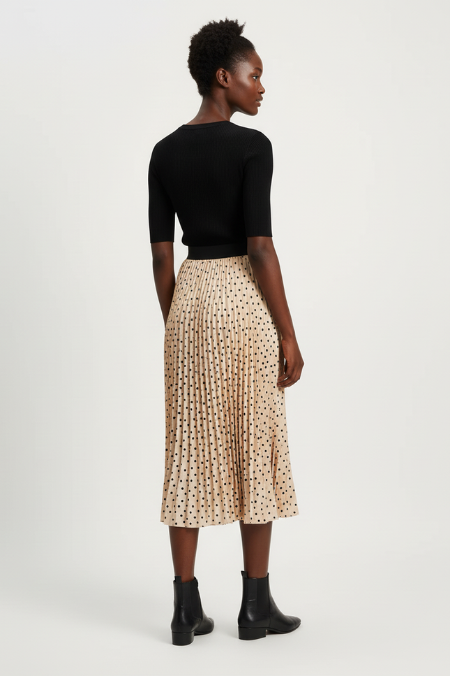 Jupe Longue Plissée À Pois Élégante Tendance Femme