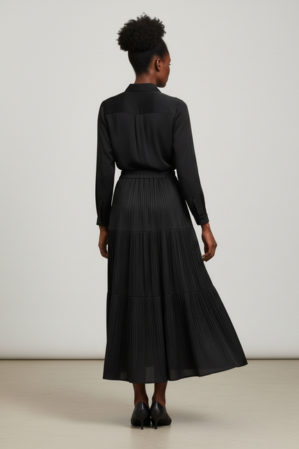 Jupe Longue Plissée À Volants Fluide