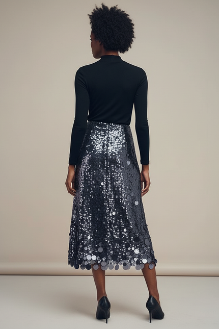 Jupe Longue Paillettes Dégradées Chic