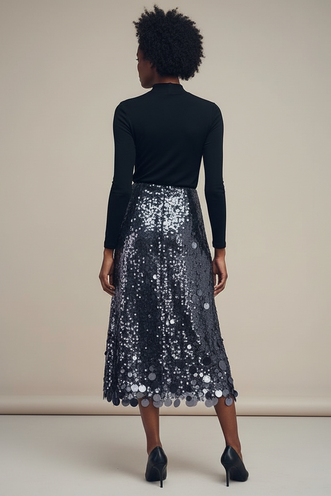 Jupe Longue Paillettes Dégradées Chic