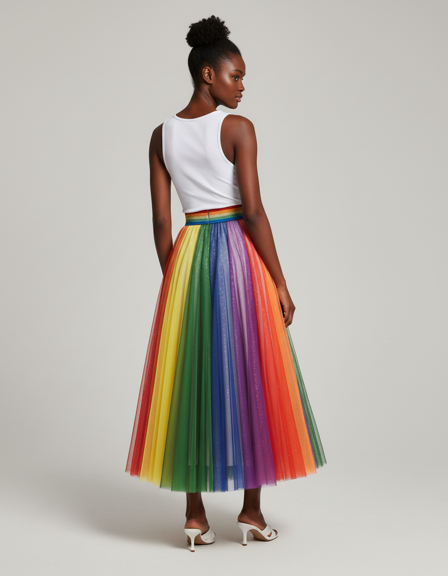 Jupe Longue Arc-En-Ciel Pailletée Élégante