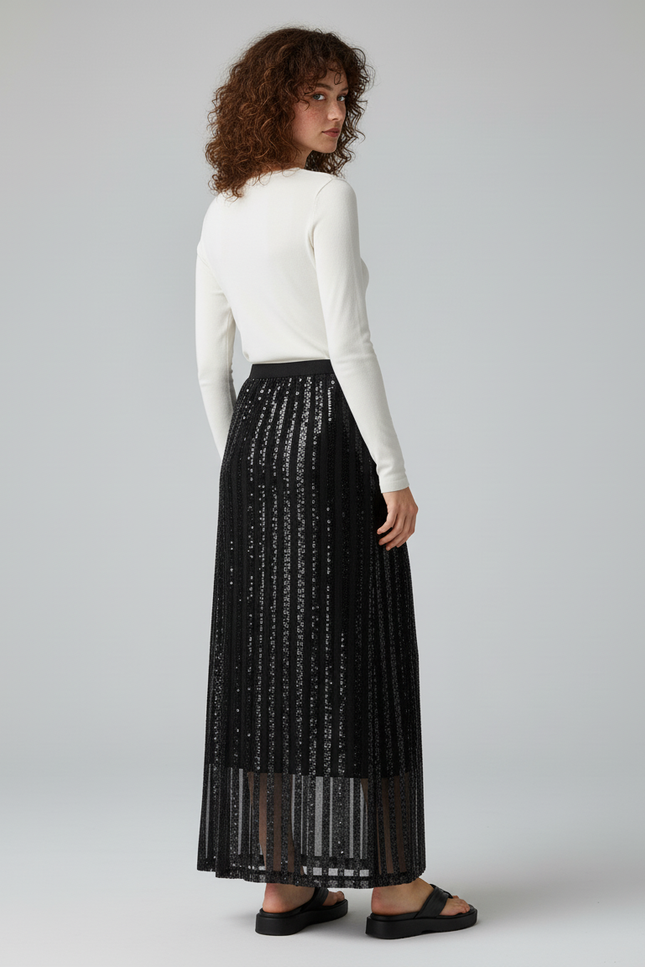 Jupe Longue Noire Pailletée Chic