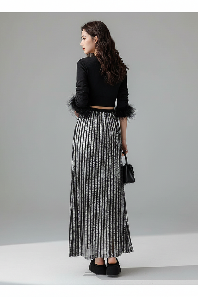 Jupe Longue Rayee Fendue