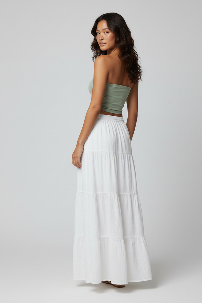 Jupe Longue Blanche Étagée Bohème
