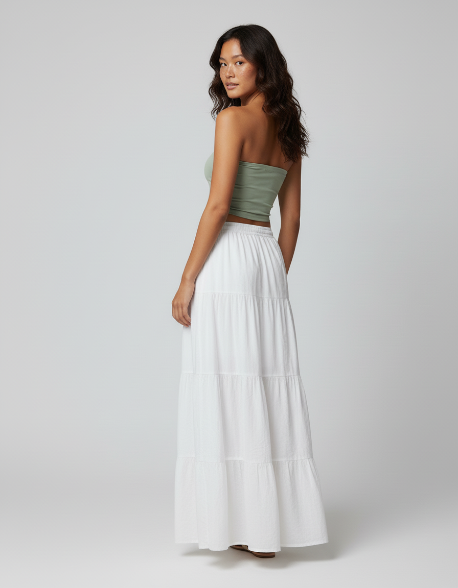 Jupe Longue Blanche Étagée Bohème