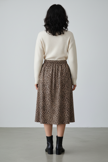 Jupe Longue Droite Léopard Chic