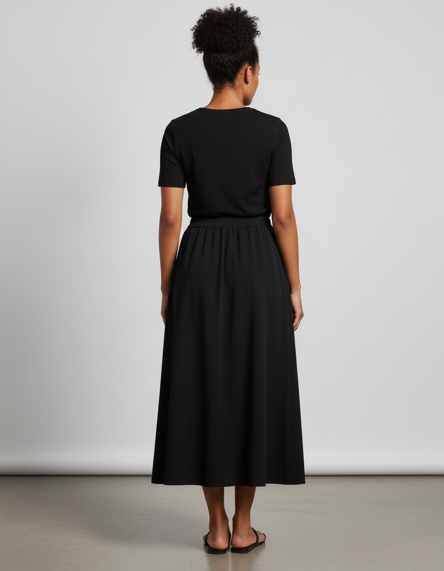 Jupe Longue Noire Évasée Chic Mode