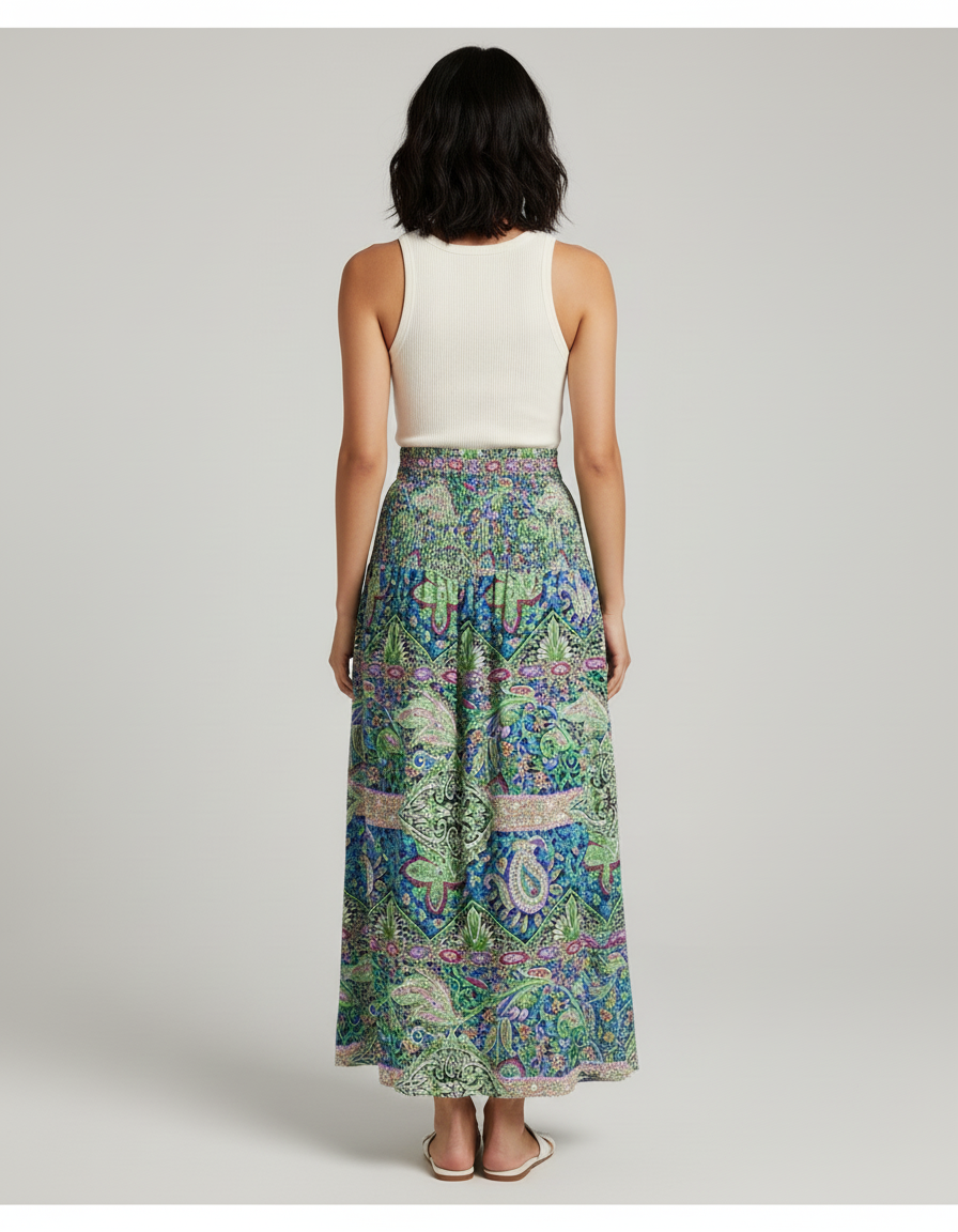 Jupe Longue Imprimée Florale Bohème Femme