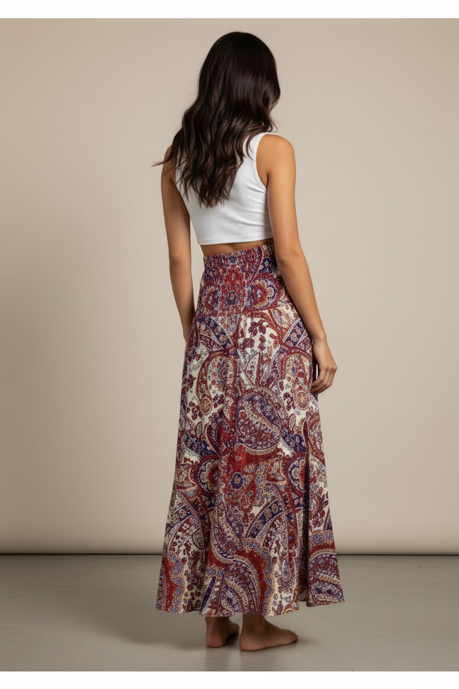 Jupe Longue Fluide Imprimée Bohème Chic