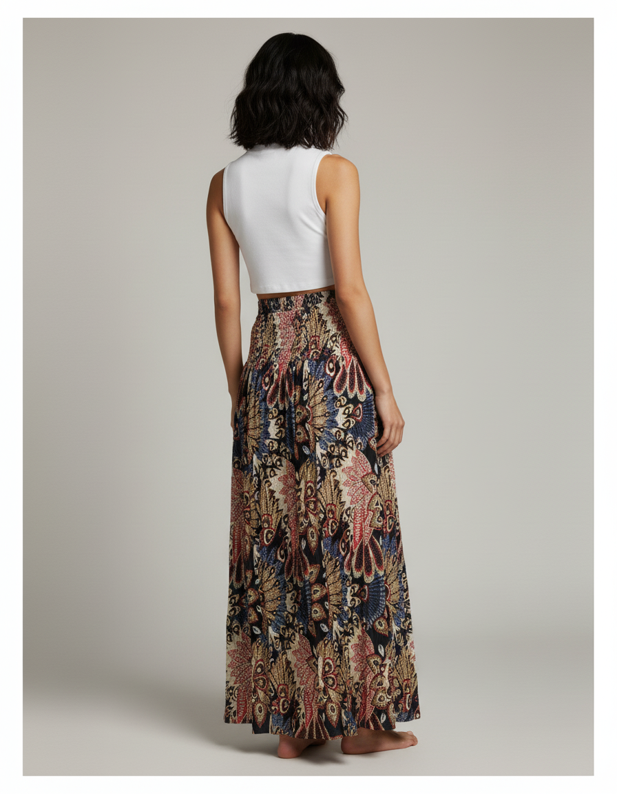 Jupe Longue Motif Bohème Fluide