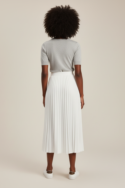 Jupe Longue Blanche Plissée Élégante Chic
