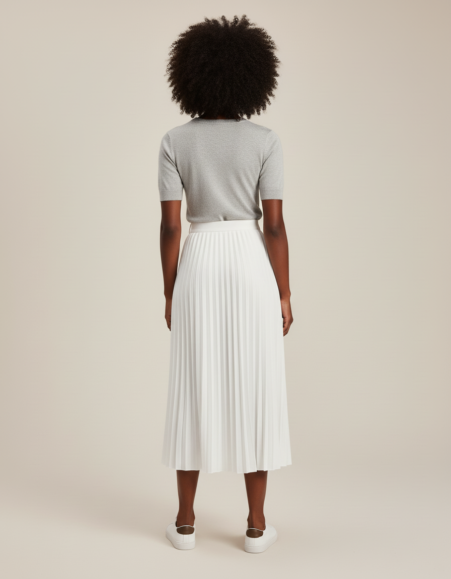 Jupe Longue Blanche Plissée Élégante Chic