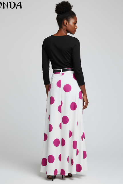 Jupe Longue À Pois Fluide Bohème