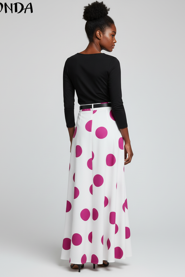 Jupe Longue À Pois Fluide Bohème