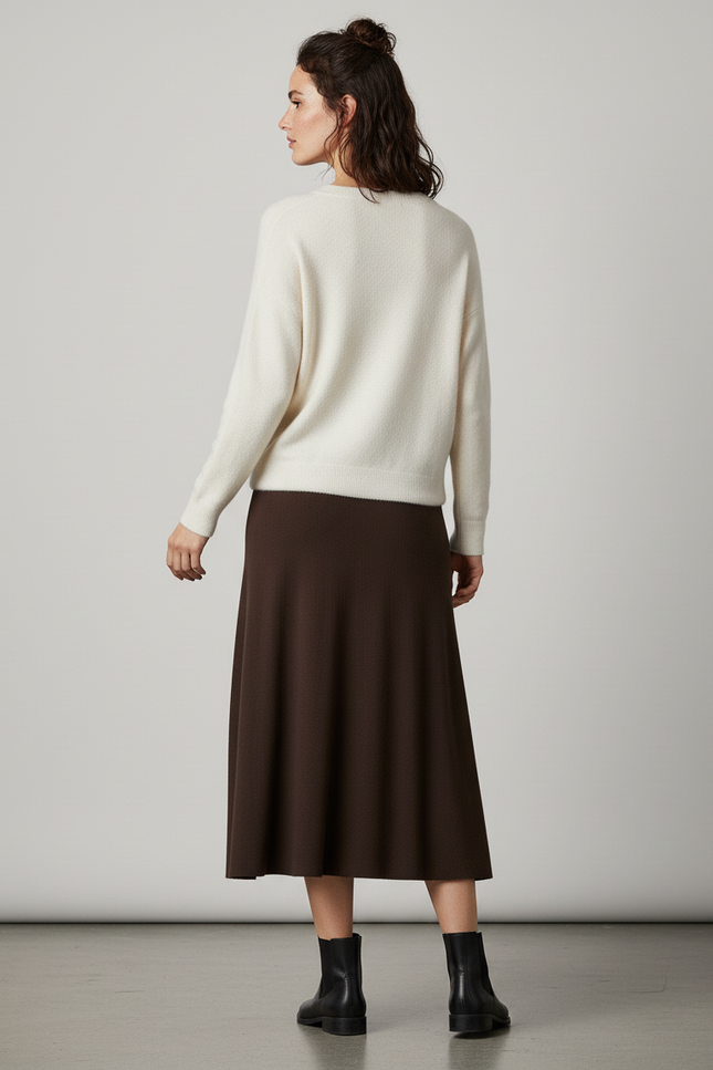Jupe Longue A-Line Marron Élégante