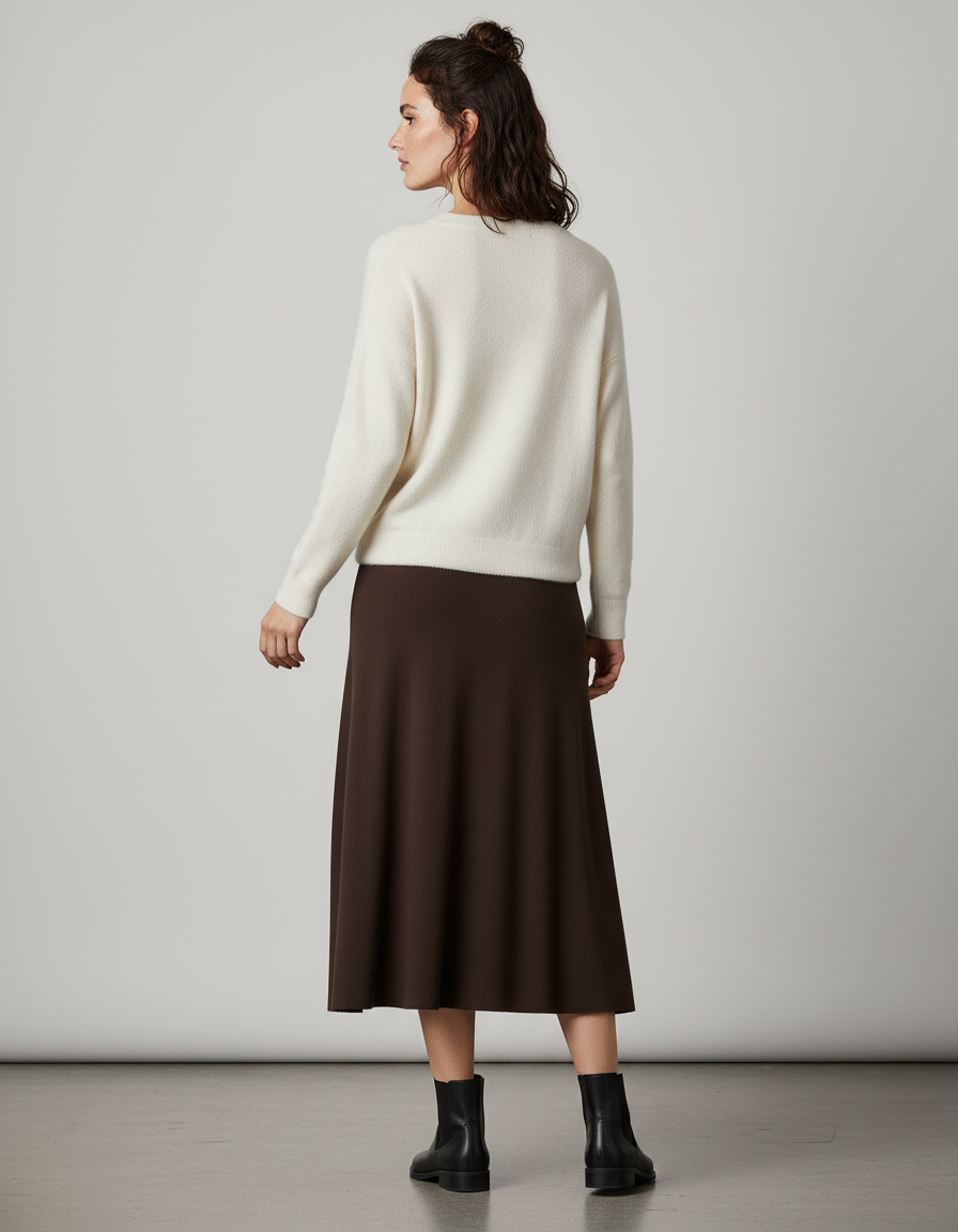 Jupe Longue A-Line Marron Élégante