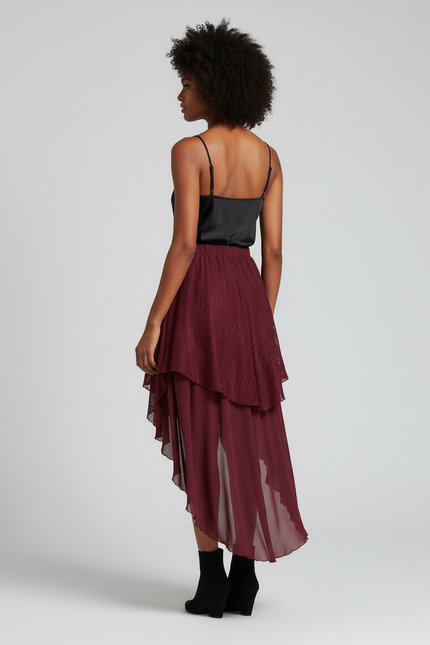 Jupe Longue Asymétrique Dentelle Fluide