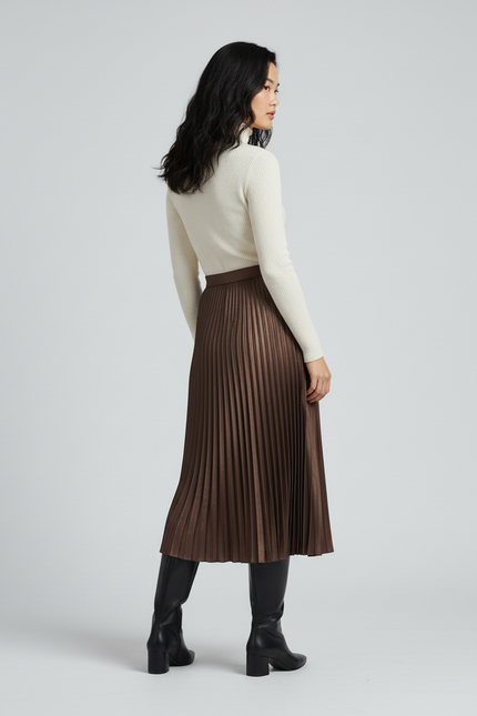 Jupe Longue Plissée Bronze