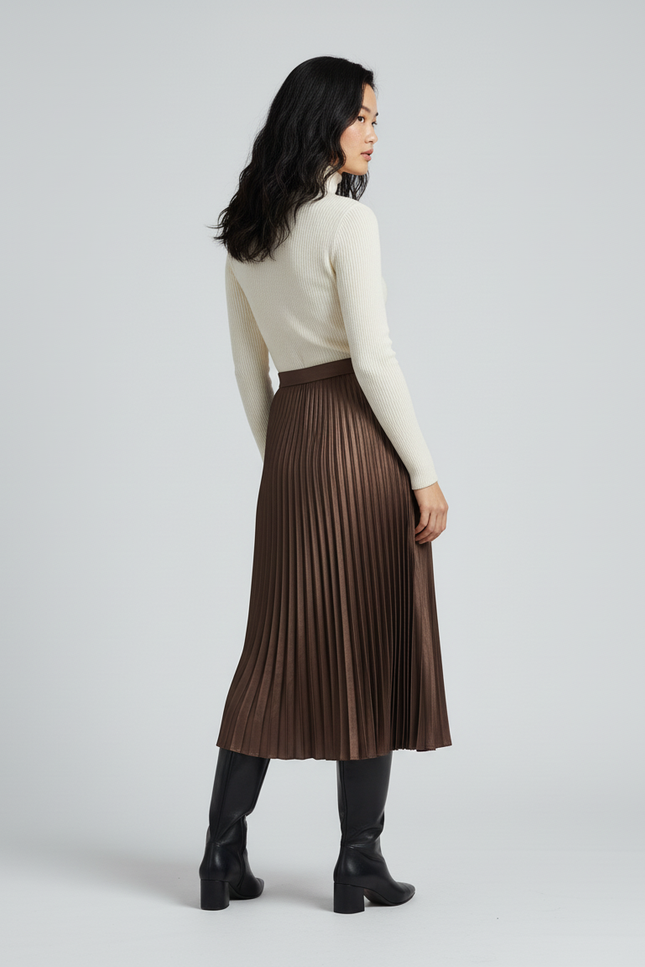 Jupe Longue Plissée Bronze