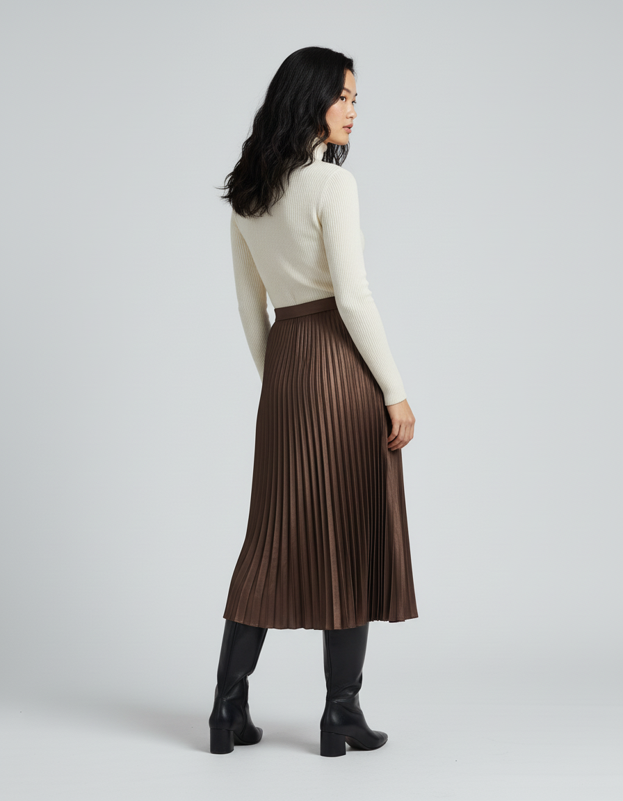 Jupe Longue Plissée Bronze