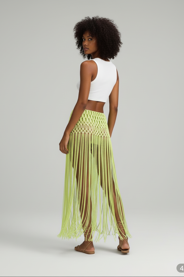 Jupe Longue Crochet Franges Sexy