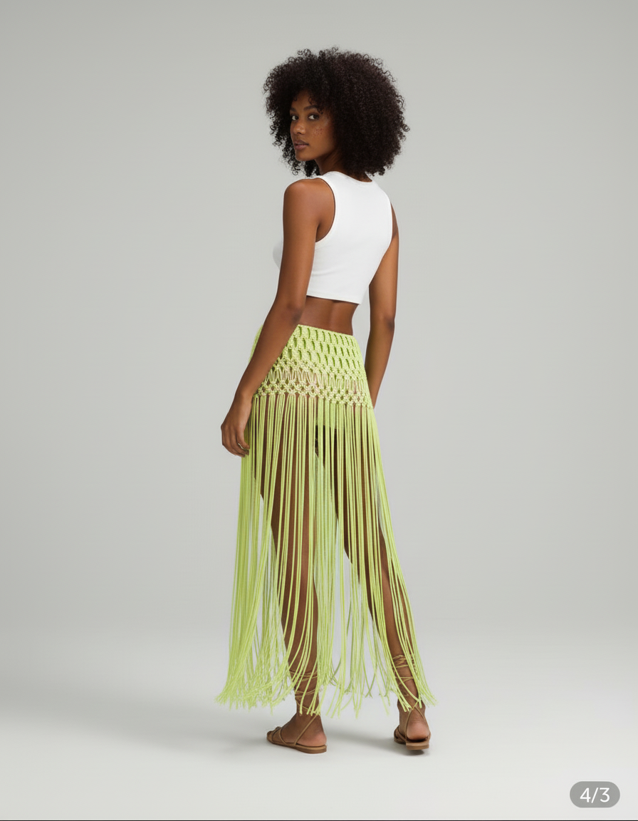 Jupe Longue Crochet Franges Sexy