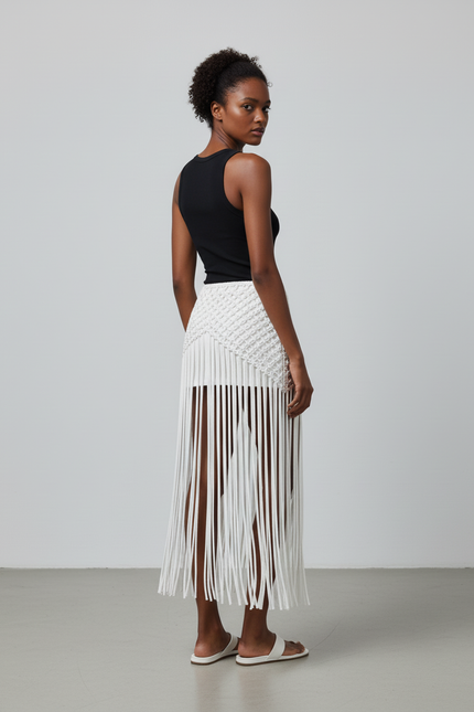 Jupe Longue Crochet Franges Bohème