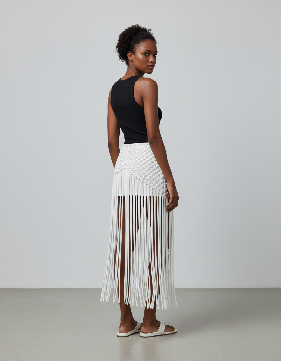 Jupe Longue Crochet Franges Bohème