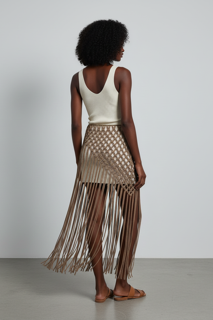 Jupe Longue Crochet À Franges Bohème