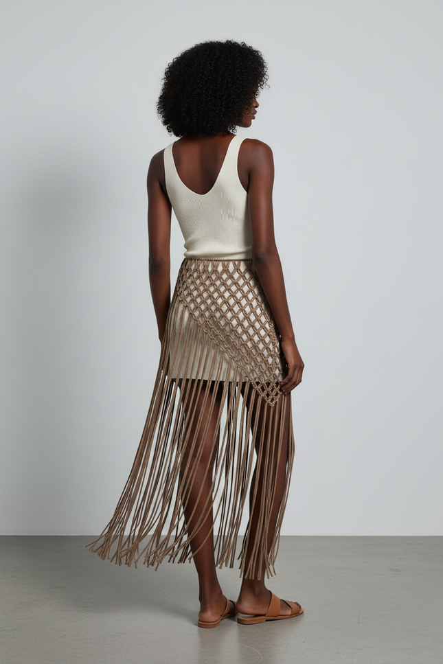 Jupe Longue Crochet À Franges Bohème
