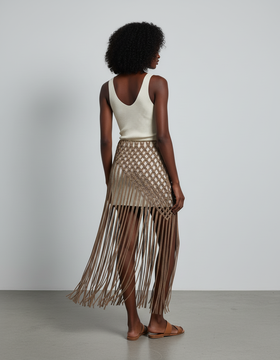 Jupe Longue Crochet À Franges Bohème