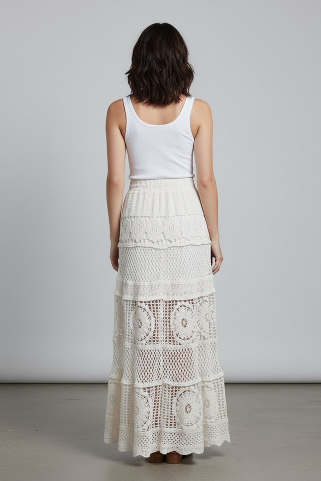 Jupe Longue Crochet Florale Bohème